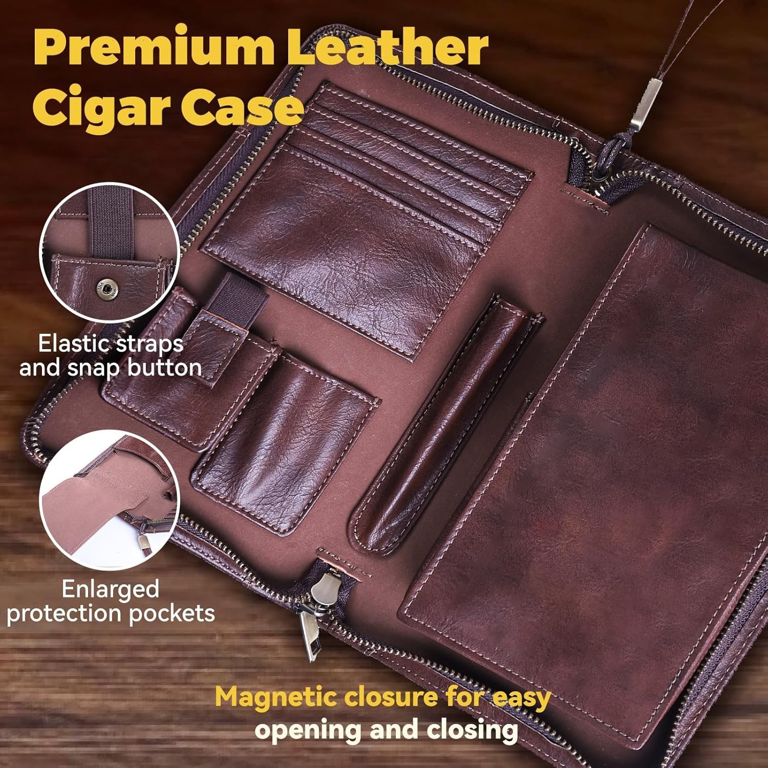 Portable Travel Leather Cigar Case