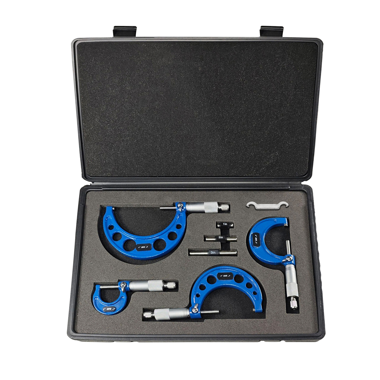 HFS 0-4"x0.0001"4pc Premium Outside Micrometer Set Solid Metal Frame Carbide Tip