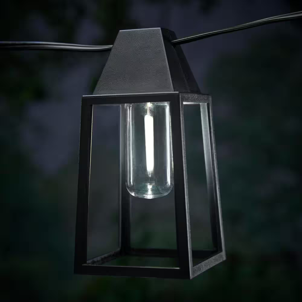 10-Light 12 Ft. Black Outdoor Plug-In Integrated LED Edison String-Light