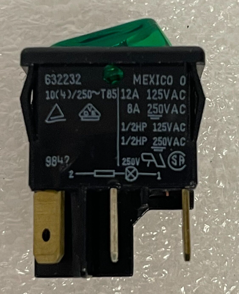 Carling Illuminated Rocker Switch Green 632232