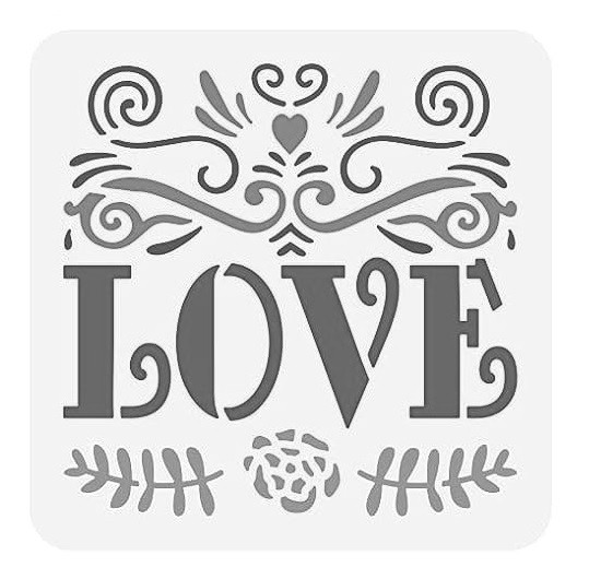 12"x12" Clear Plastic Stencil - Love (MC416)