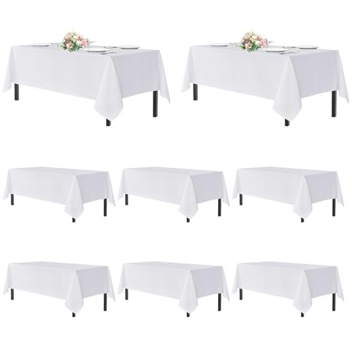 Table Cloths Rectangle, 8 Pack Tablecoths 8 Pack 54x108 Inch, Rectangle White