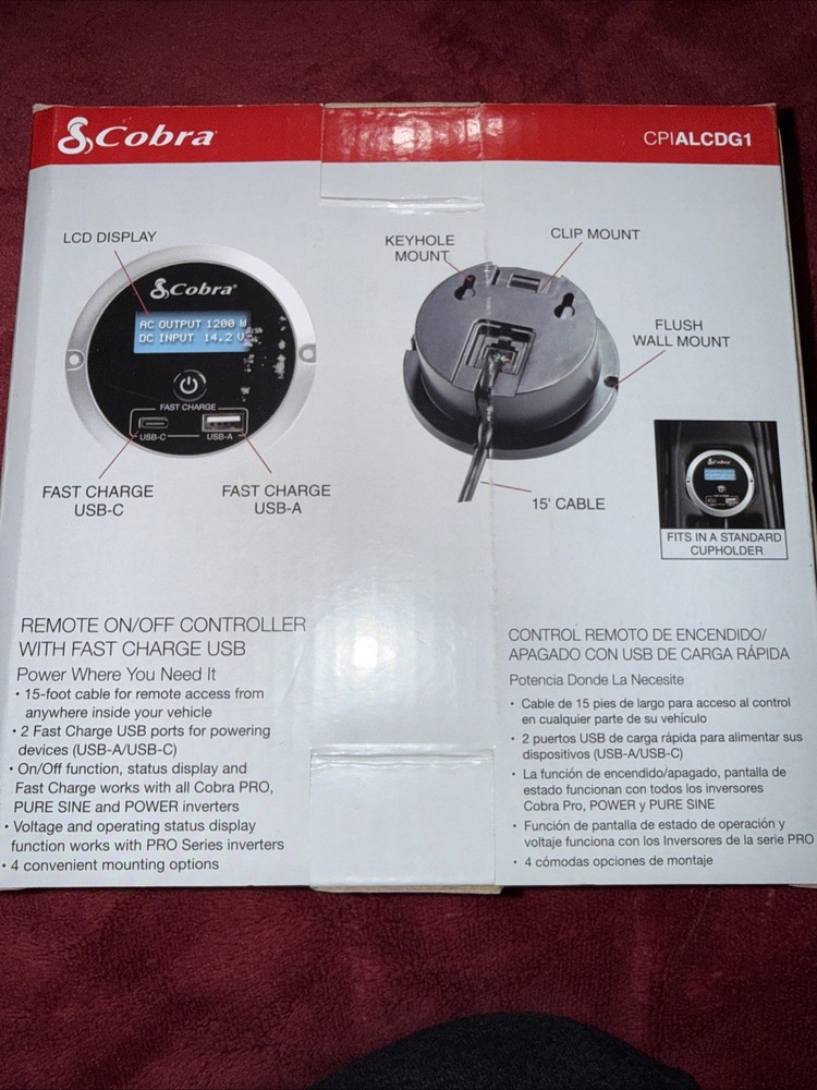 Cobra Remote On/Off Controller With Fast Charge USB Black