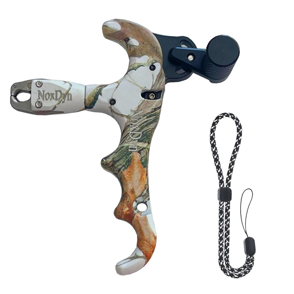 4-Finger Compound Bow Release - 360° Rotatable Thumb Release, Camo Design