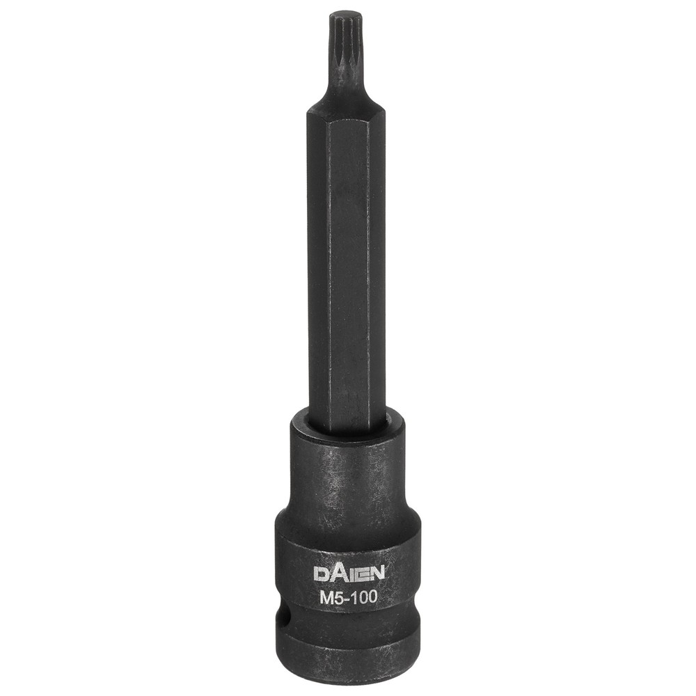 M5 12 Point Spline Bit Socket 100mm Length 1/2" Square Impact Bit, Black