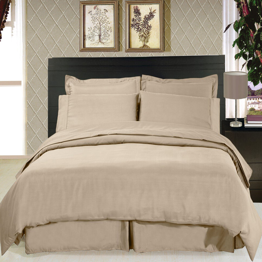 7pc Solid Microfiber Bedding Set- Duvet Cover Set with Matching Bed Sheets