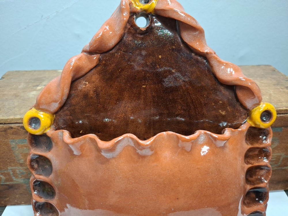 Handemade Vintage Redware Wallpocket