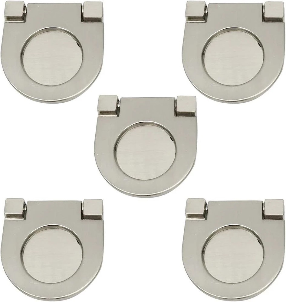 Cupboard Drawer Flush Mount Pull Ring Handle Knob Silver Tone 4Pcs
