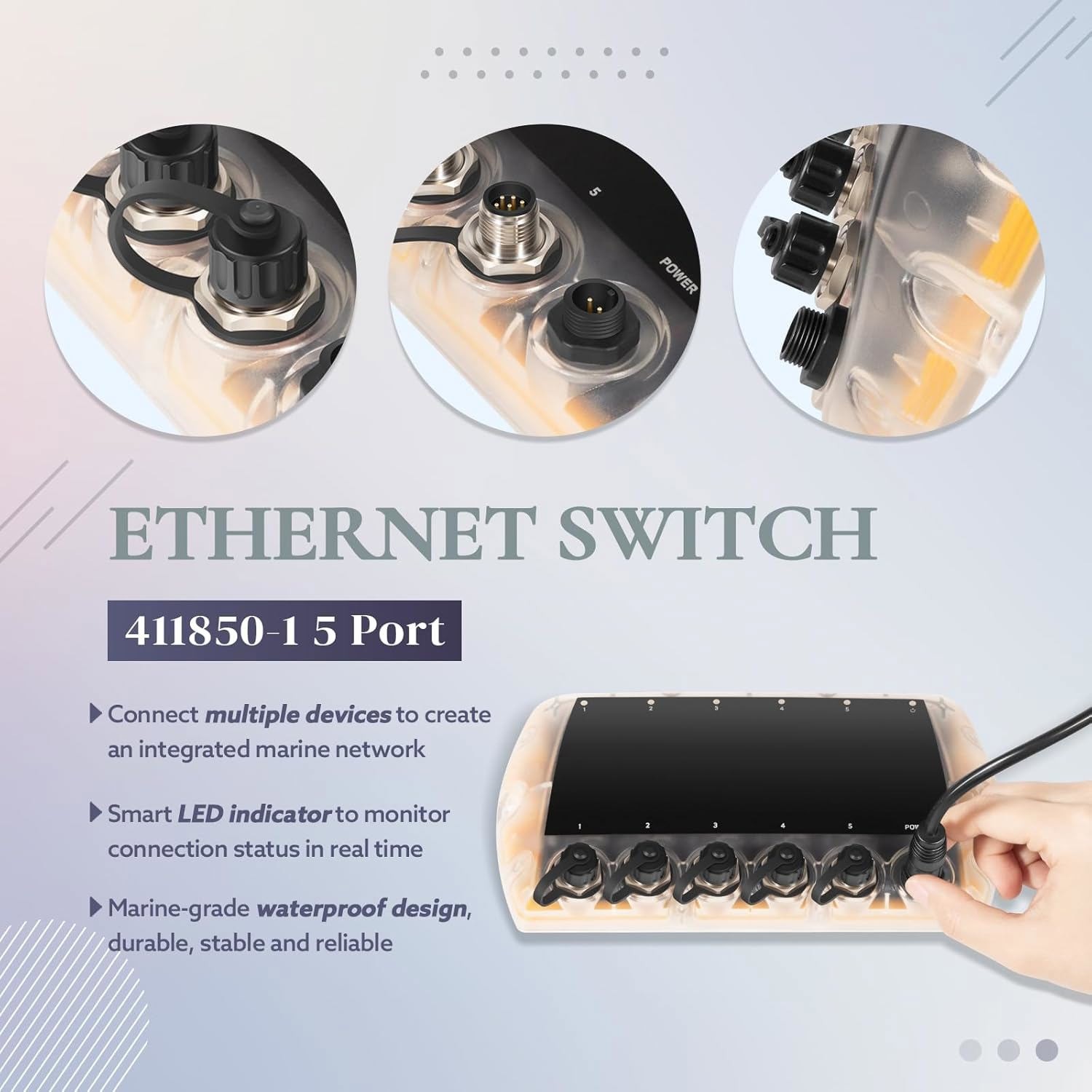 For Humminbird As Eth 5pgl 411850-1 5 Port Ethernet Switch Black