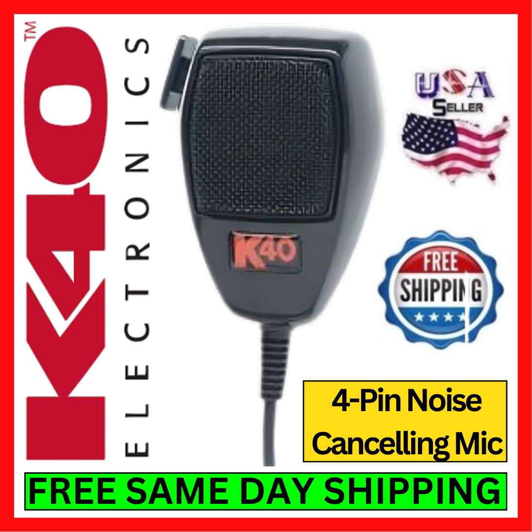 K40 K40MIC CB Microphone 4-Pin Noise Canceling for Cobra Uniden Galaxy Radio CB