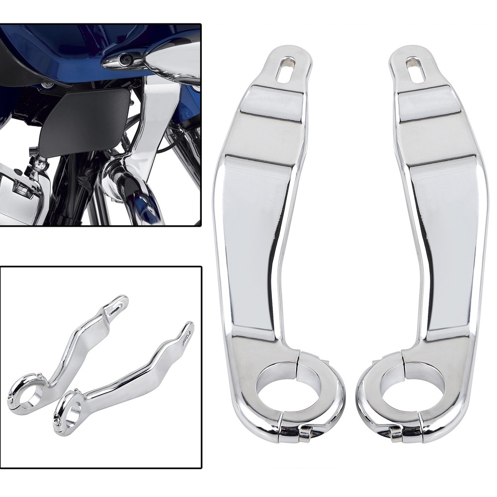 Left Right Front Chrome Fairing Support Bracket Mount Kit For Harley Road Glide