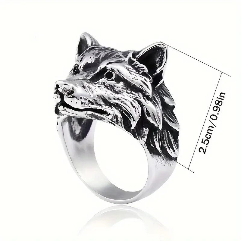 Wolf Head Ring Band Dog Animal Strength Nature Jewelry Silvery