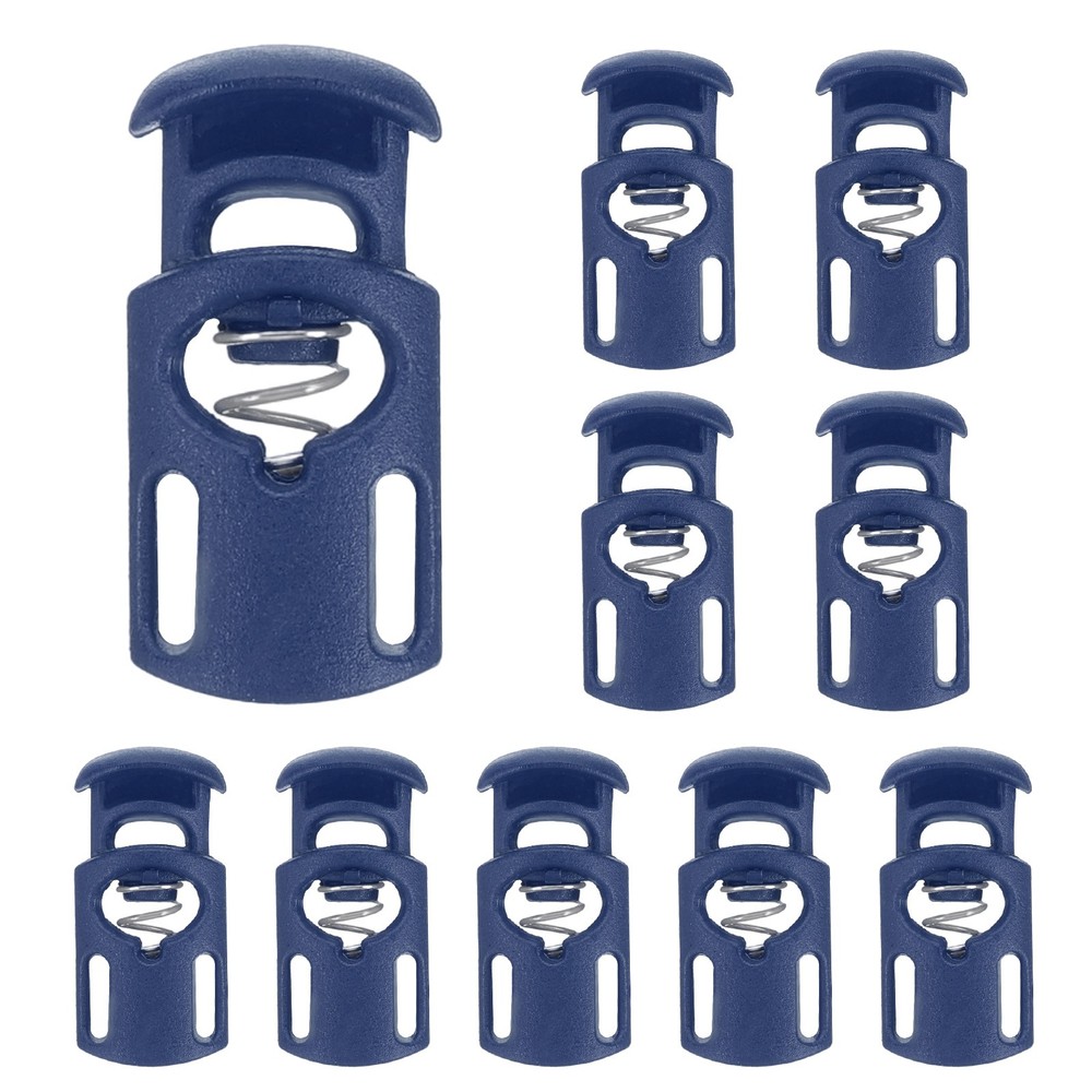 10pcs Spring Cord Locks Plastic Toggle Stopper Cord Stops Fastener Navy Blue
