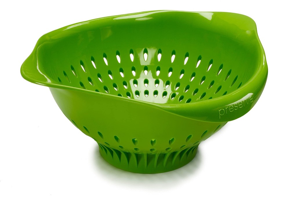 44111 Large Colander Kitchenware 3.5 Quart Capacity Green Plastic Drain