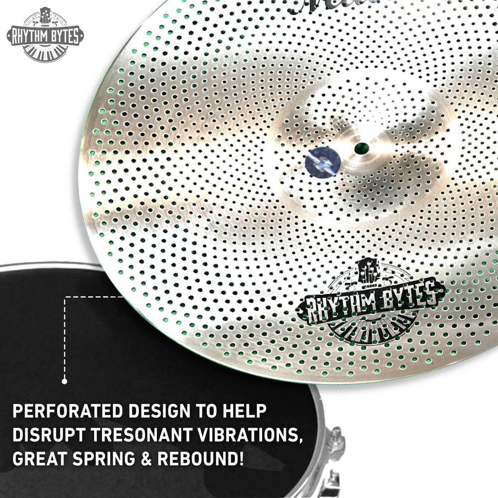 Rhythm Bytes Low Volume Cymbal Pack 12-pcs Complete Mutes Set Silver, Silver