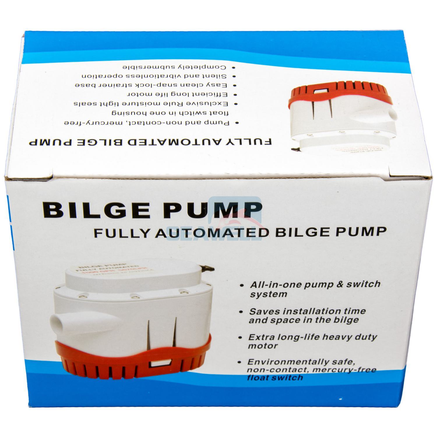 Automatic 2000 GPH Bilge Pump Boat Marine Water Pump 12V Built-in Float Switch