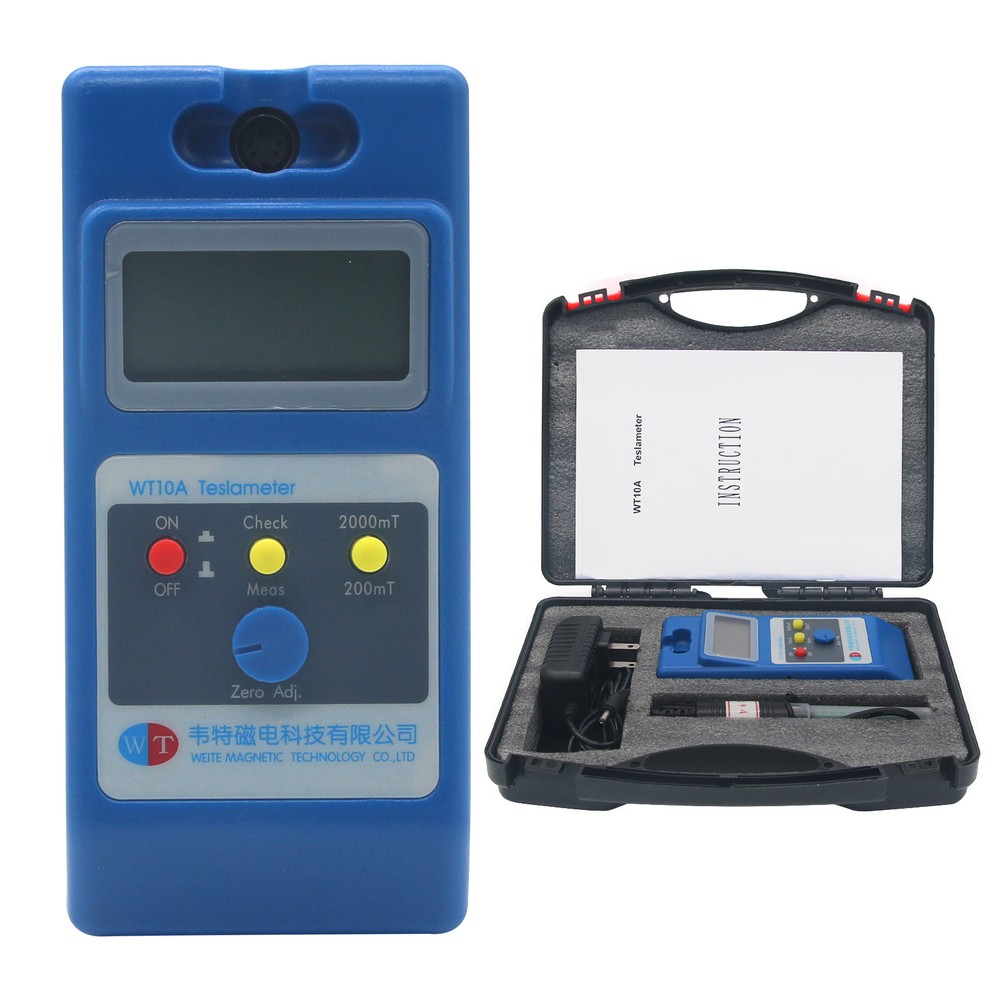 Tesla Meter LCD Gaussmeter Surface Magnetic Field Tester Ns Function WT10A