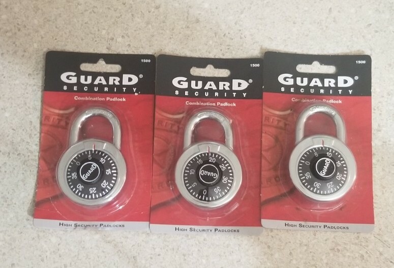 3x Guard Security 1500 Dial Combination Padlock 2 Inch Security Lock