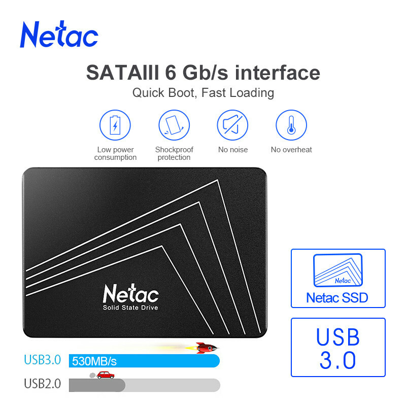 Netac 1TB SSD 2.5'' SATA III 6 Gb/s Internal Solid State Drive 500MB/s MAC/PC