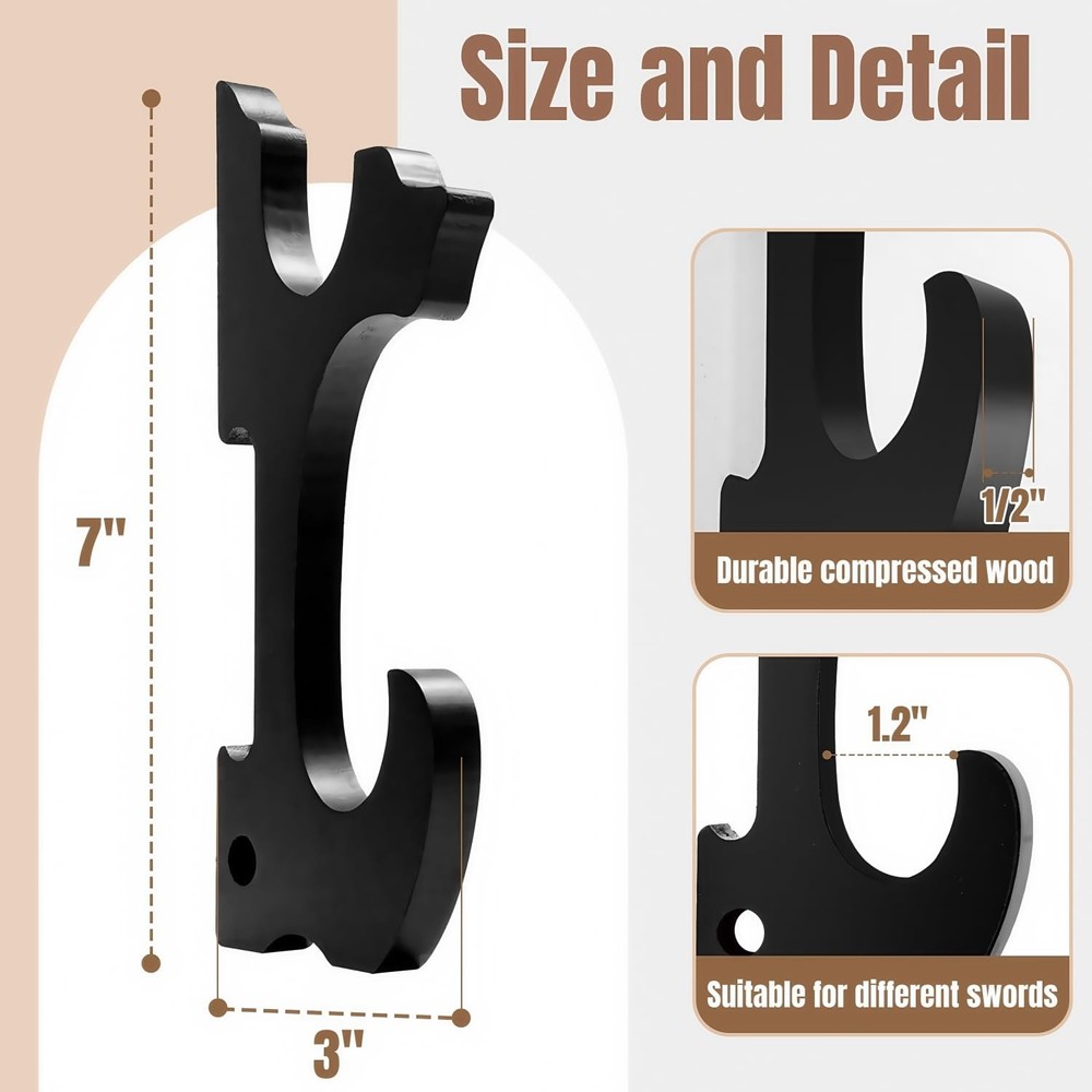2/Set Sword Hook Wall Mount Samurai Hanger Display 2-Tier