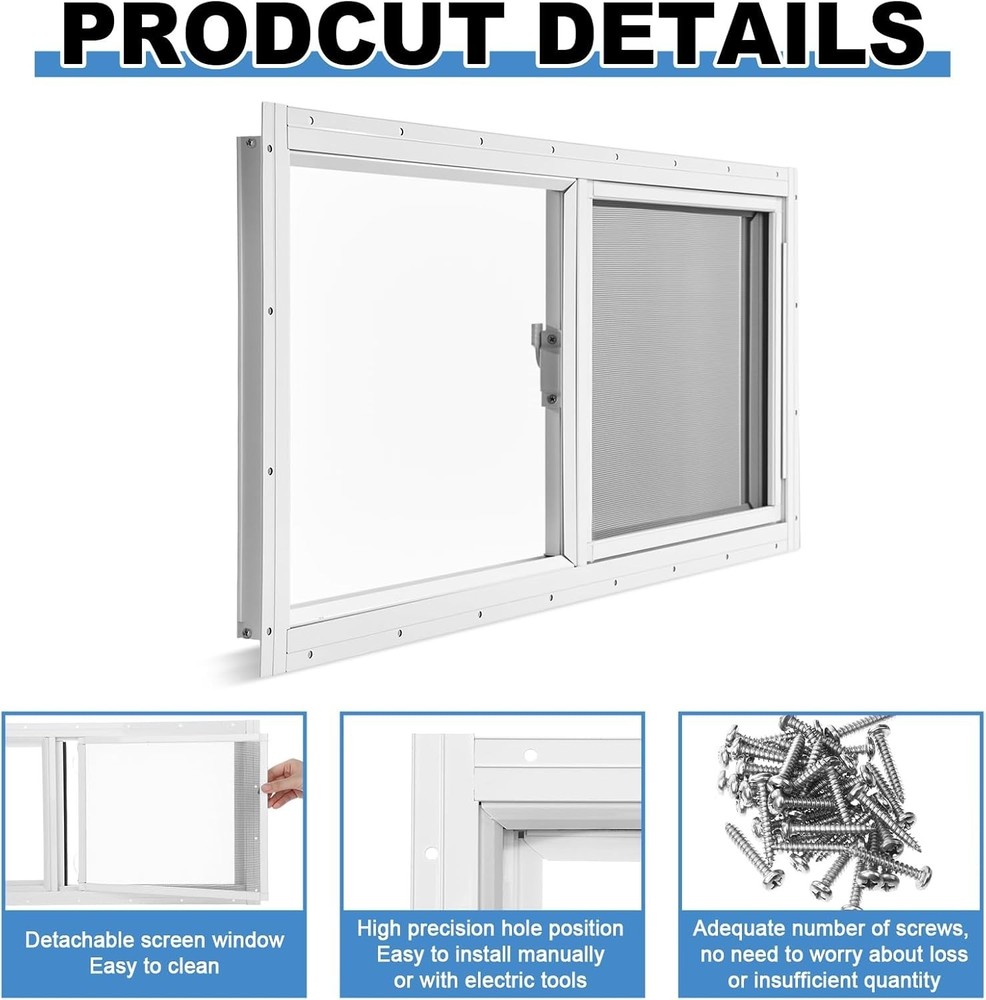 1 Pack Basement Home Window 32'' x 14'' Mini Basement Windows Replacement wit...