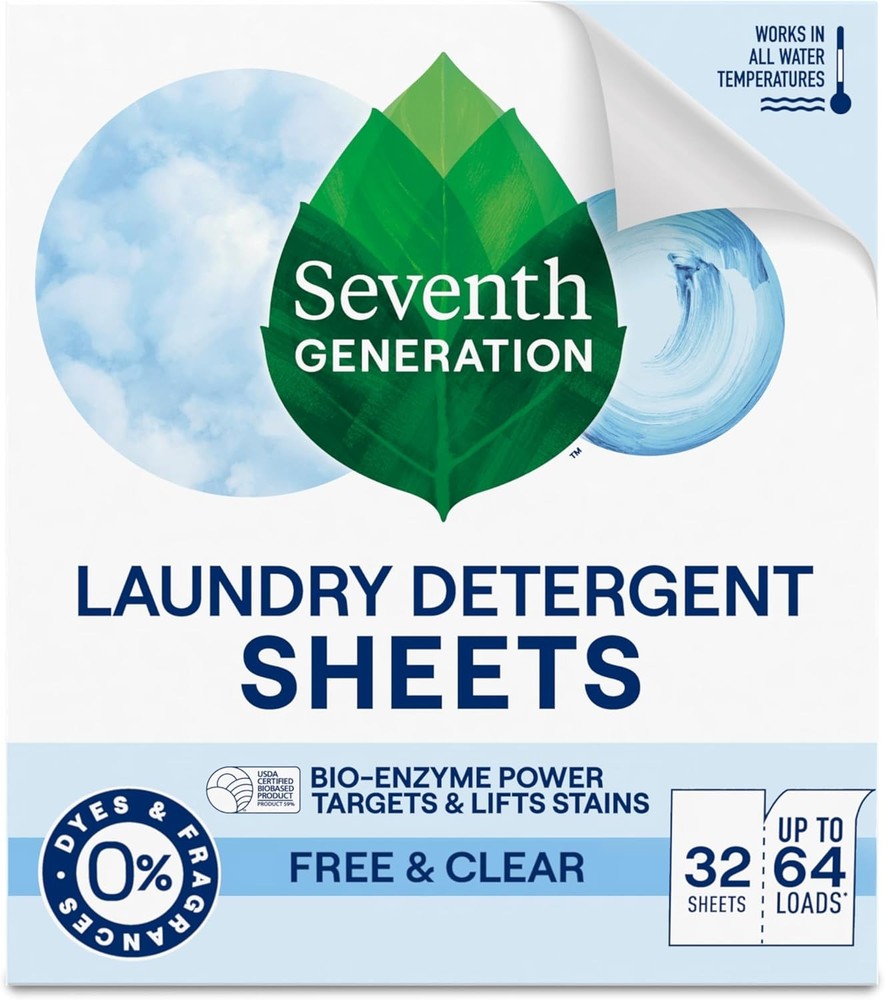 Seventh nerat Laundry Deternt Sheets 32ct & Clear Removes