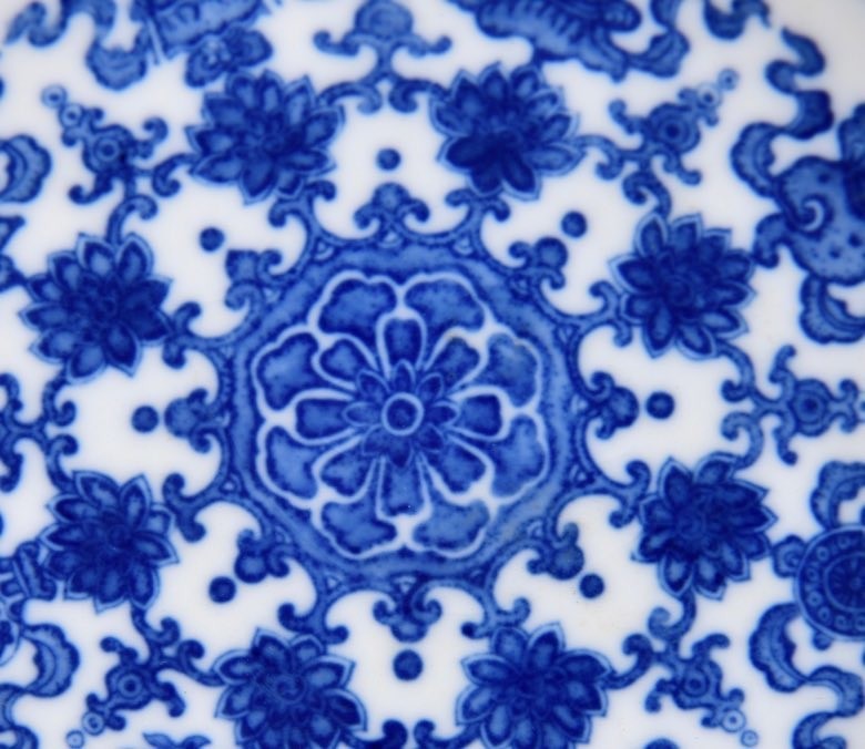 6.3''YongZheng Marked Blue white Porcelain 8 Auspicious Symbol Tray Dish Plate