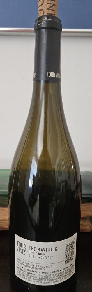Four Vines "The Maverick" EMPTY Pinot Noir Wine Bottle