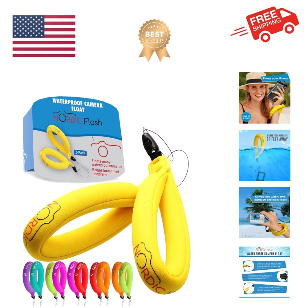 Waterproof Camera Float 2-pack Floating Camera Strap for Underwater GoPro/Pan...