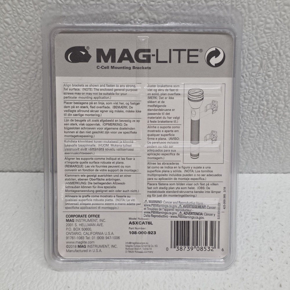 Maglite Black Universal Mounting Brackets for C-Cell Flashlight