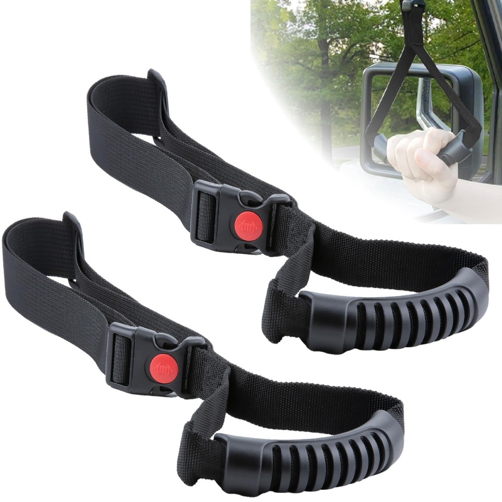 ecocstm 2 PCS Car Adjustable Grab Handles, Accessories 2 PCS, Black