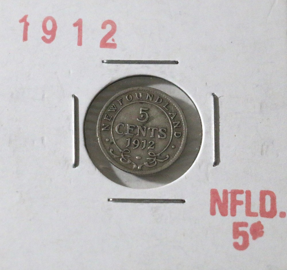 .925 Silver Newfoundland Canada - 5 Cent 1912 - Mint Error