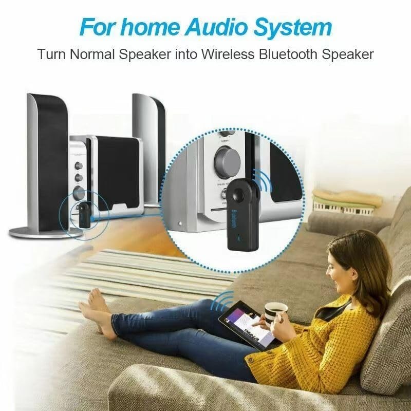 Bluetooth Transmitter Receiver Wireless Adapter: 3.5mm Aux Jack Stereo Audio ...