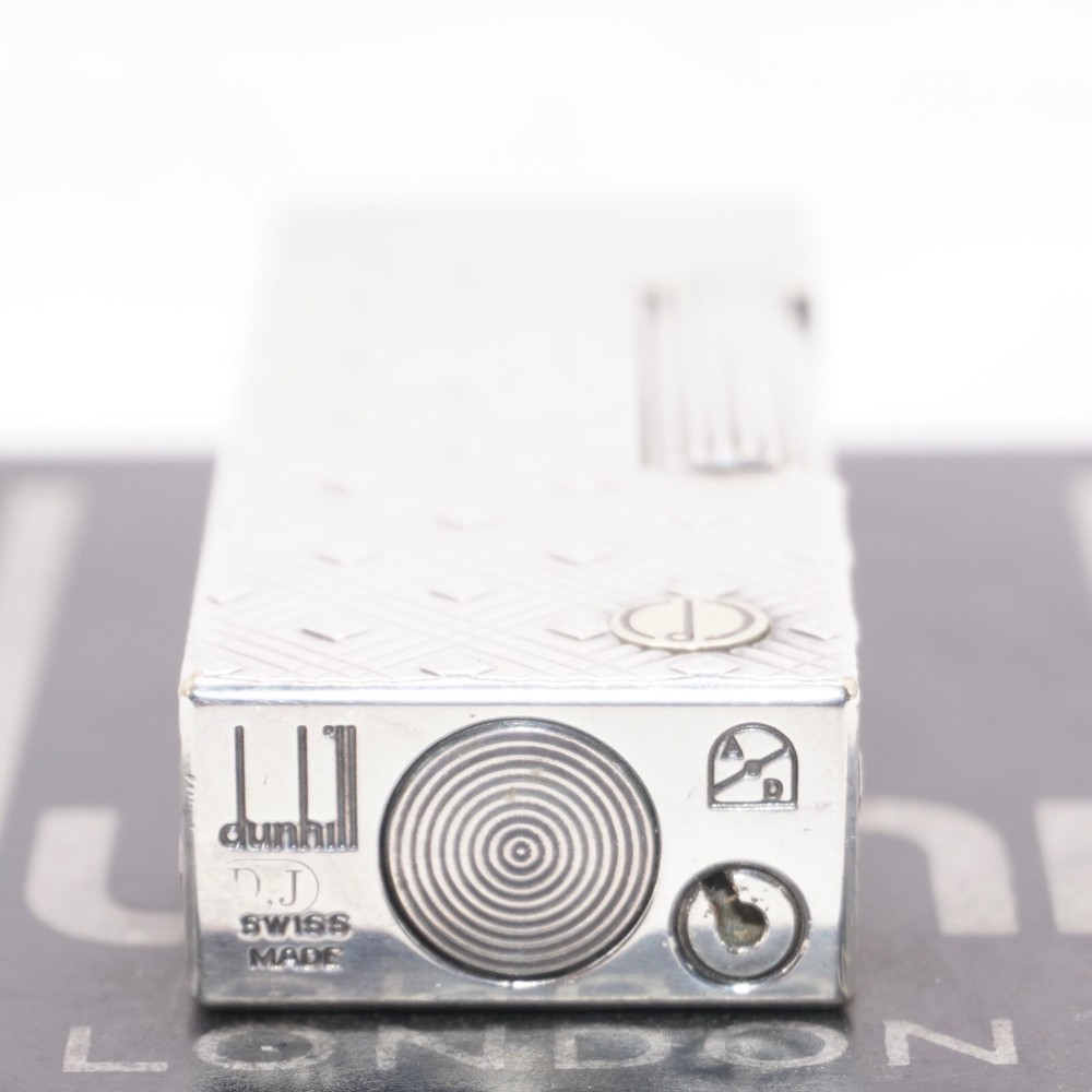 Dunhill Lighter Silver Rhombus Pattern_Ultrasonically cleaned_Working