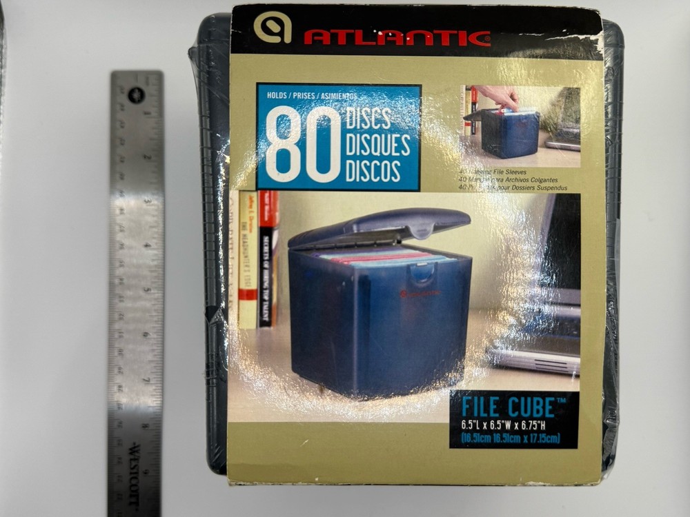 Atlantic 80 Disc File Cube Hardcase CD /DVD / Blu-ray Storage NOS