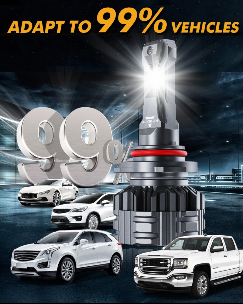 AUXBEAM 9005 LED Headlight Bulbs Conversion Kit White High Beam Replace Halogen