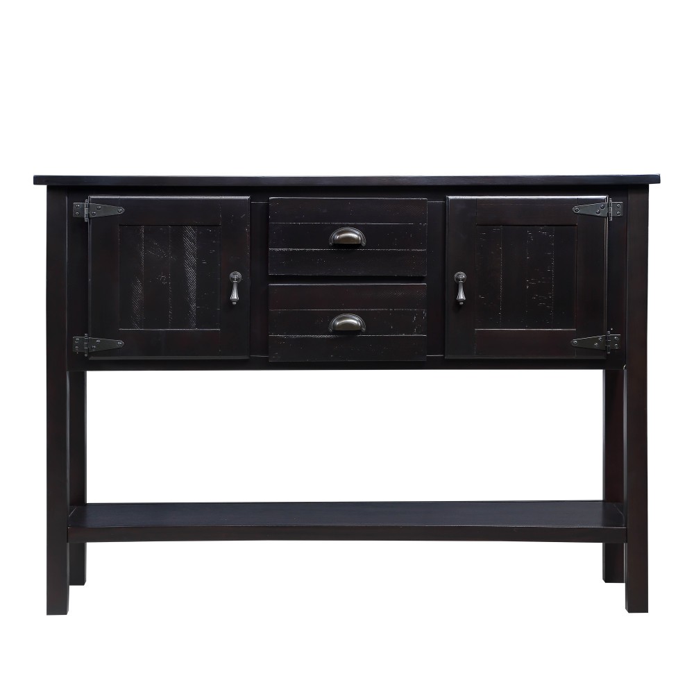 Solid Wood 48'' Sideboard Console Table - 2 Drawers/Cabinets, Shelf,Espresso