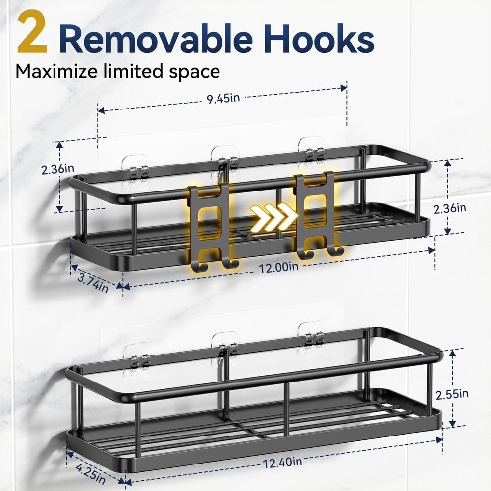 Shower Caddy Adhesive, Rustproof Shower Shelves for Inside Shower, Large Capa...