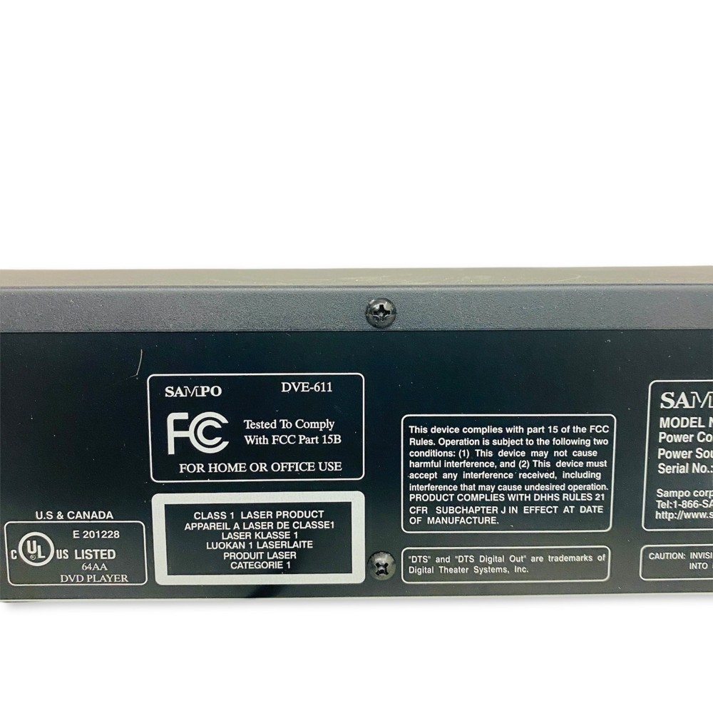 Sampo DVE-611 DVD SVCD VCD CD Player, Tested