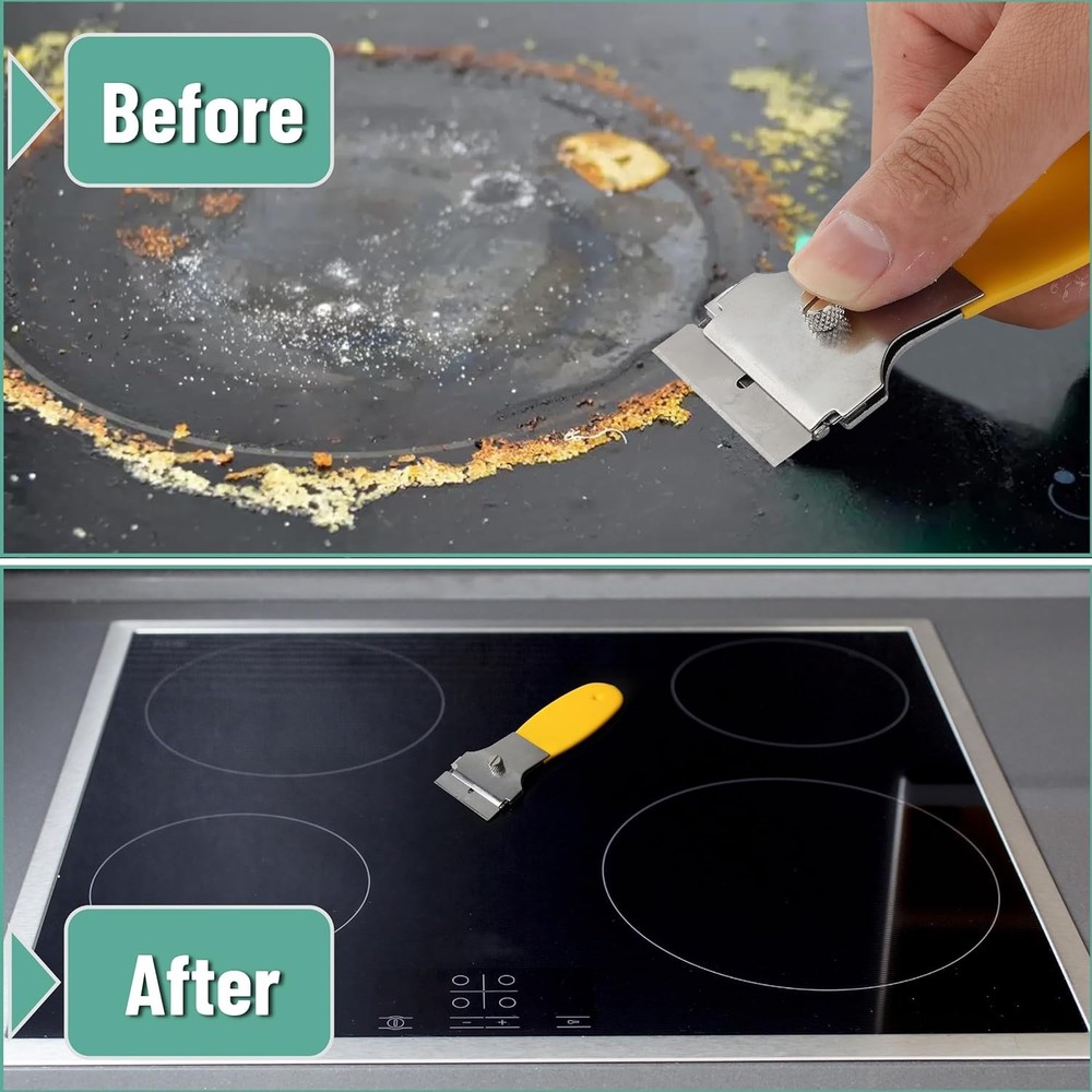 Razor Blade Scraper Set, 2 Pack, Yellow Locking Razor Scraper Set with 10 Extra