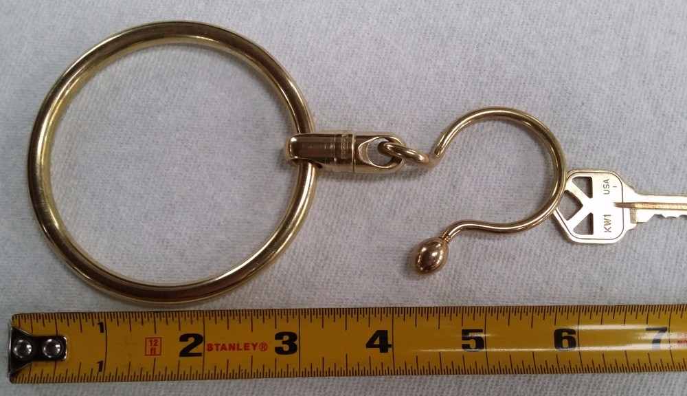 SOLID BRASS JAILERS TYPE KEY RING, 3" DIAMETER RING, MADE IN USA
