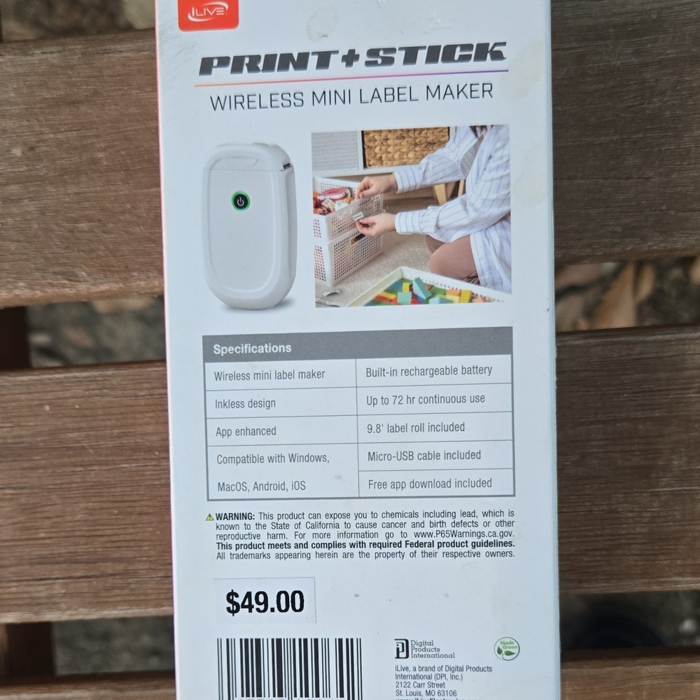 iLive PRINT+STICK Wireless Mini Label Maker Inkless Print Technology