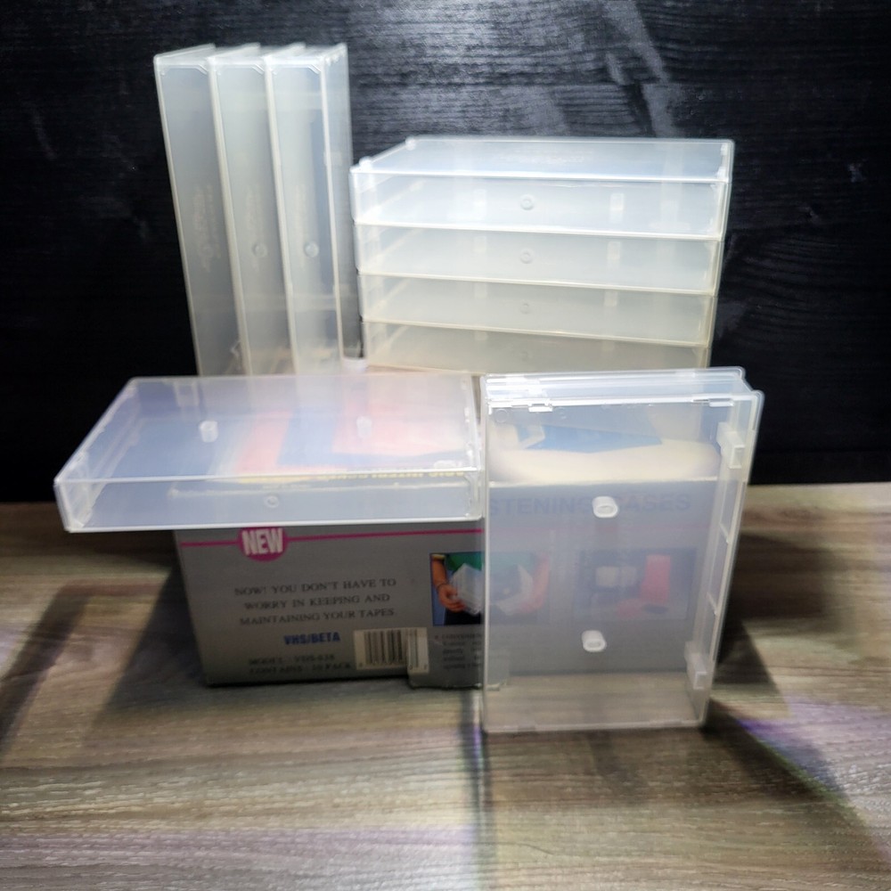 10 VHS CASES - LOCKING DESIGN - IN BOX