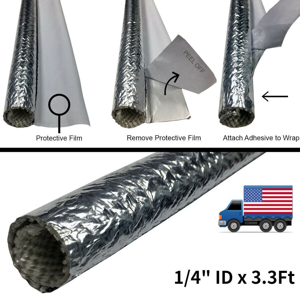 1/4" Automotive Cable Wire Loom High Temp Protection Sleeve Wrap for Hose Line