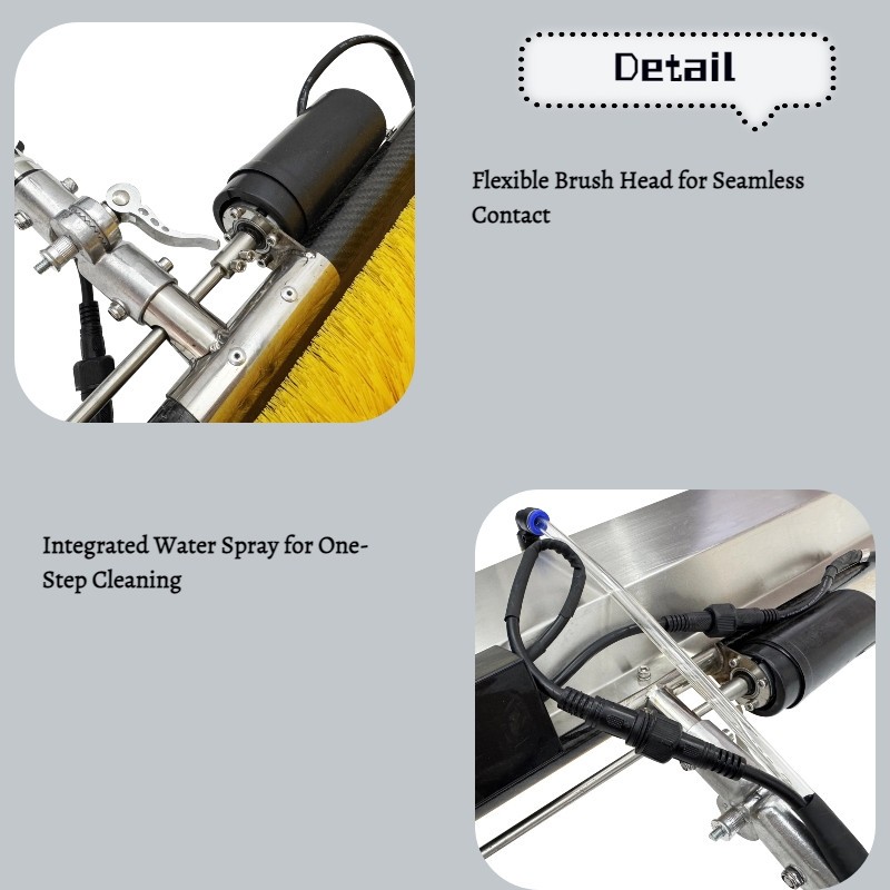 5M Automatic Solar Panel Cleaner 110V Electric Roller Brush with 16.4FT Pole