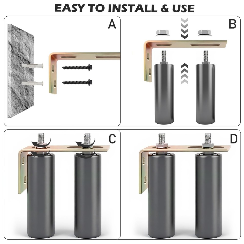 6" Slide Gate Guide Roller with L-Bracket, Adjustable Width 2.4", UHMW Nylon ...
