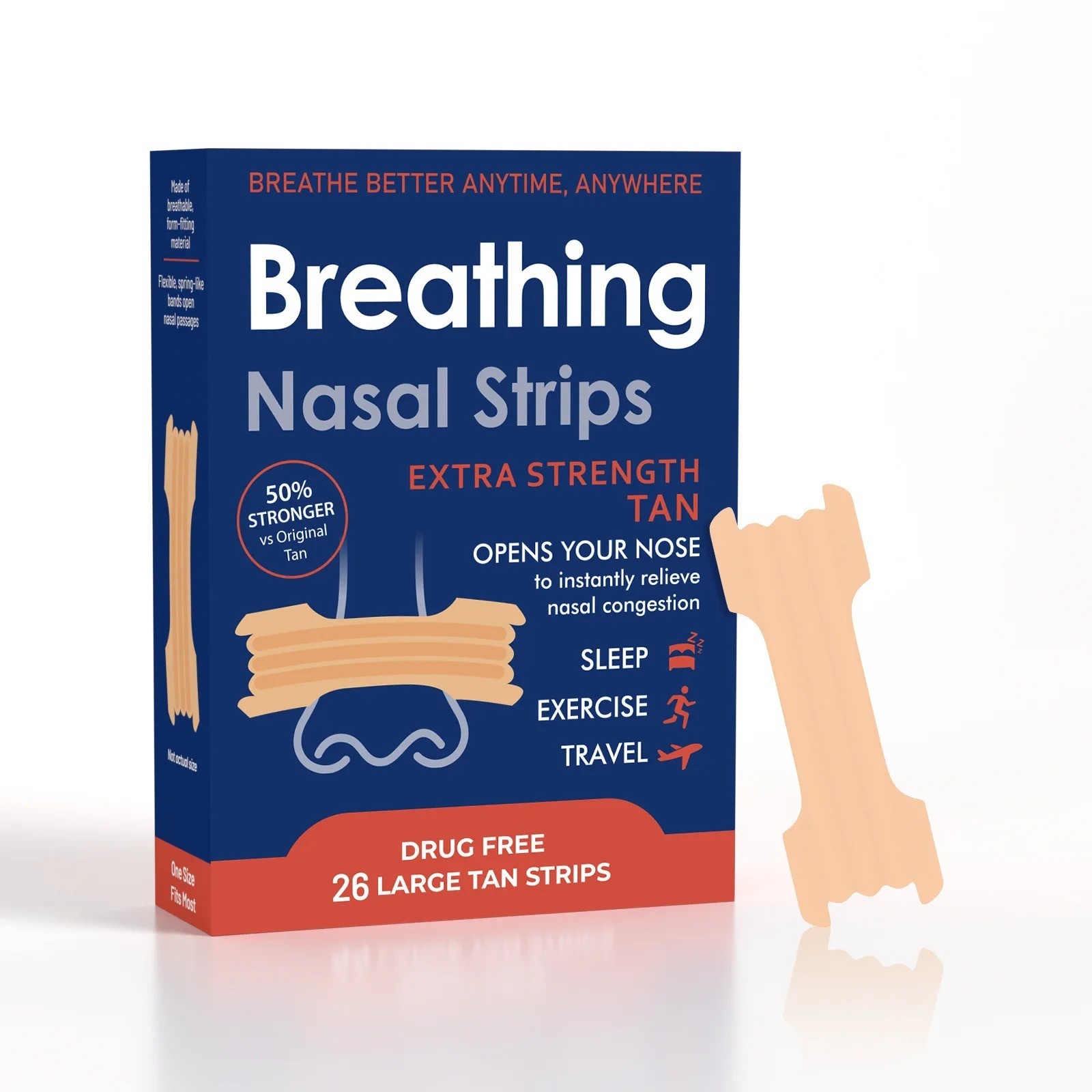 BREATHE RIGHT NASAL STRIPS EXTRA STRENGTH TAN EXP 2028