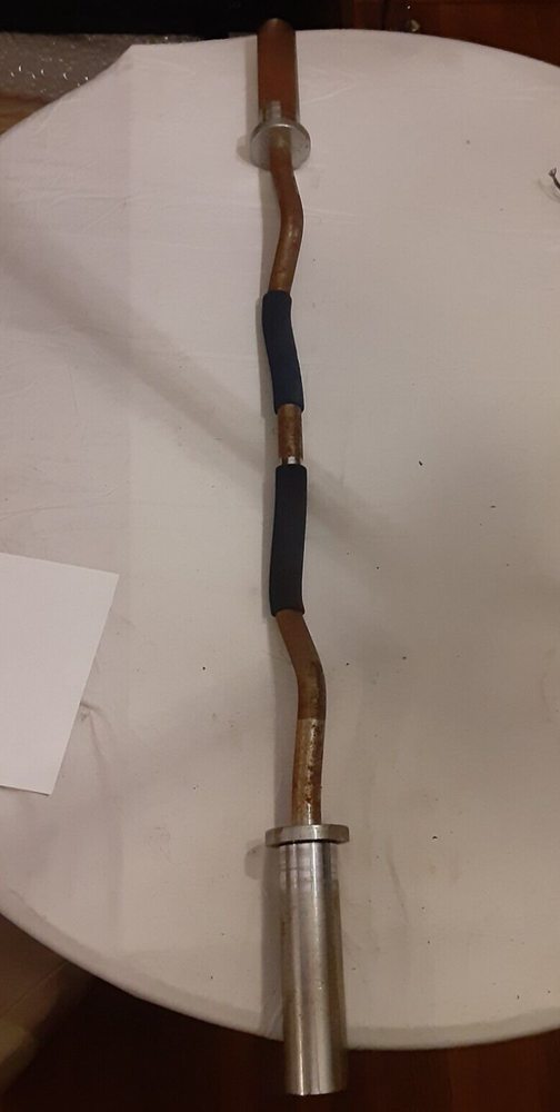 EZ Curl Bar Olympic solid w/ blue padded grips 46", RUST