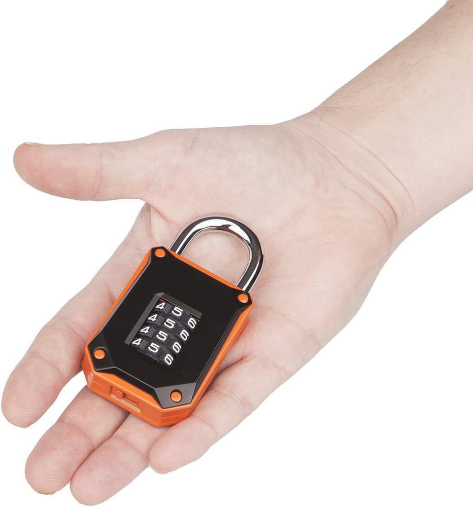 2 Pack Orange 4-Digit Combination Lock - Heavy Duty, Waterproof, Resettable
