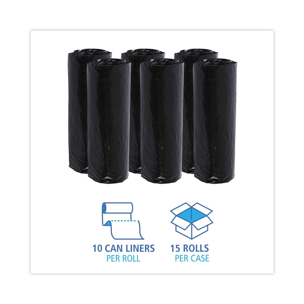 Boardwalk 510 16 gal. 1 mil Low-Density Waste Can Liners - Black (150/CT) New